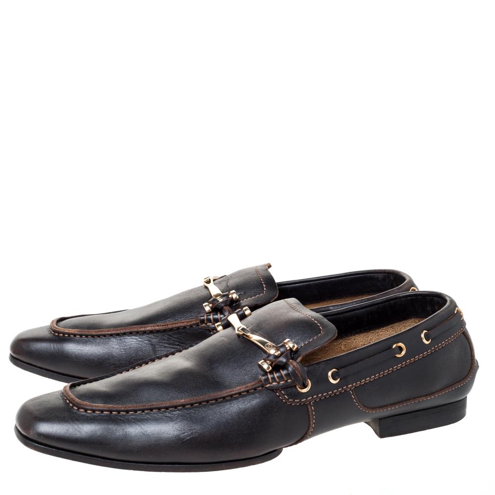 Men's Gucci Black Leather Horsebit Loafers Size 43 For Sale