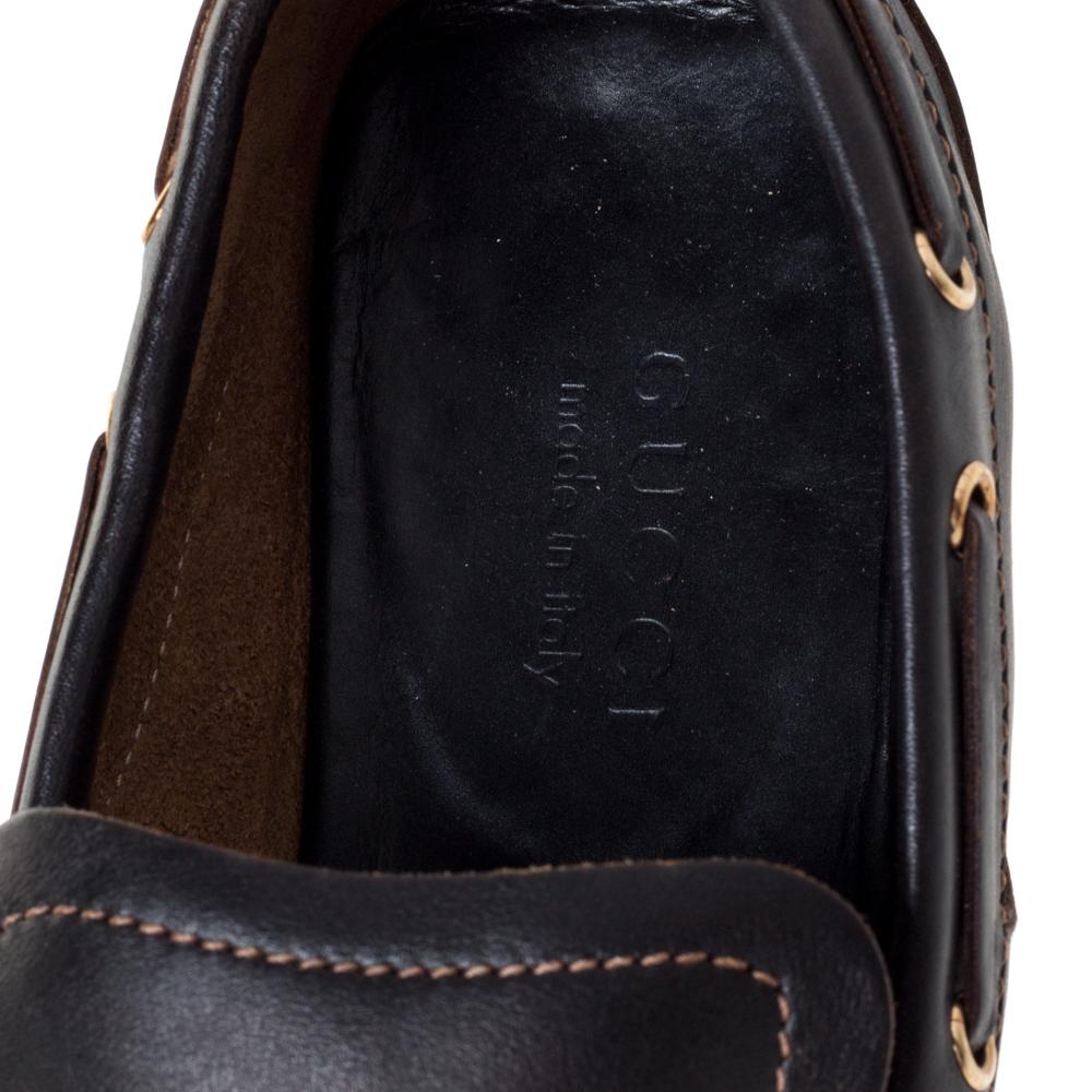 Gucci Black Leather Horsebit Loafers Size 43 For Sale 1