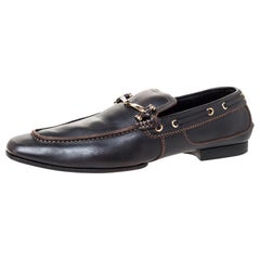 Used Gucci Black Leather Horsebit Loafers Size 43