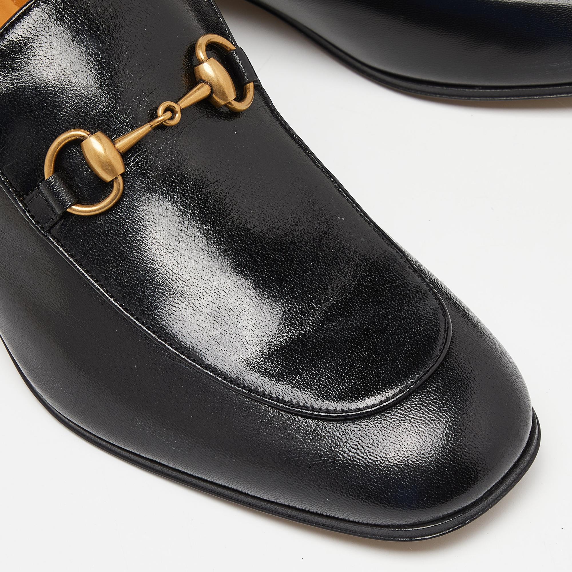Men's Gucci Black Leather Horsebit Loafers Size 43.5