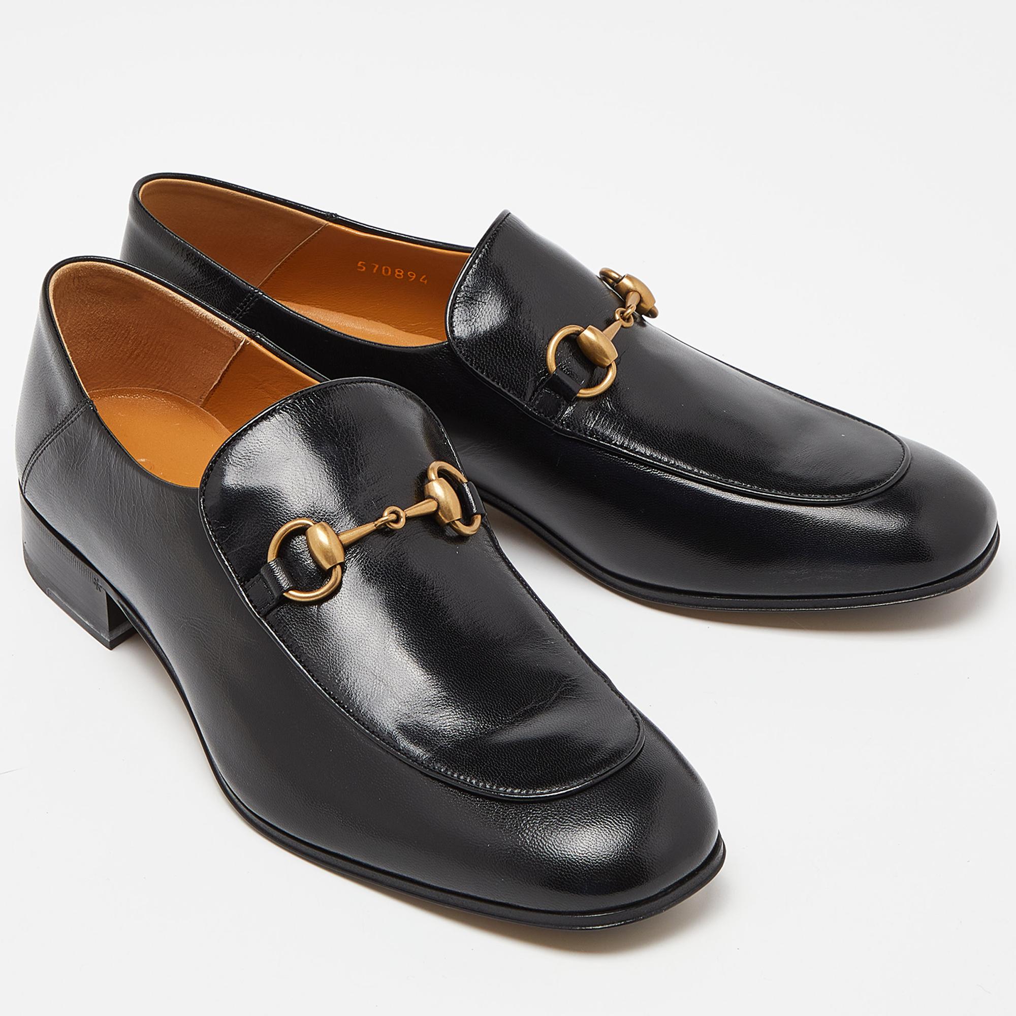 Gucci Black Leather Horsebit Loafers Size 43.5 1