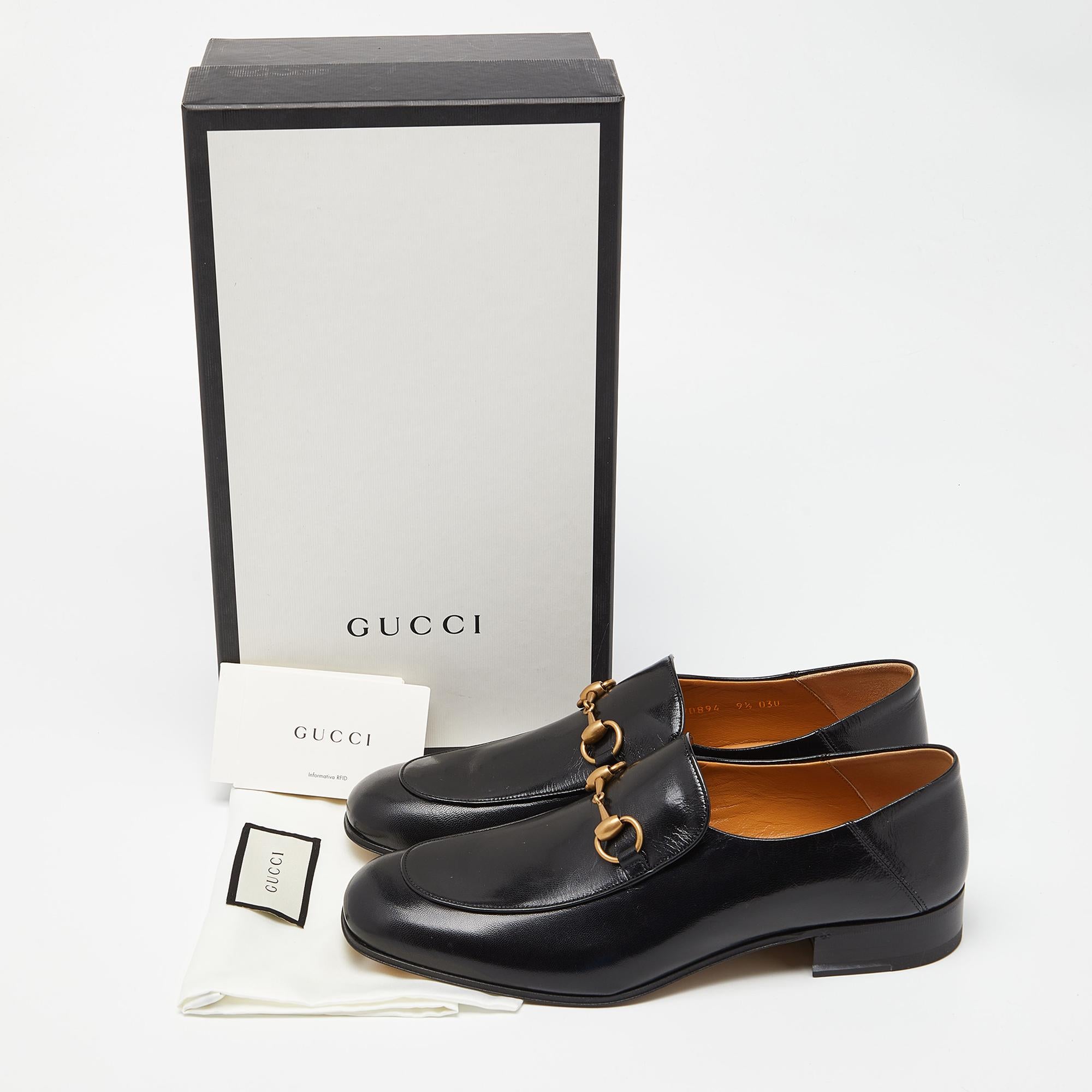 Gucci Black Leather Horsebit Loafers Size 43.5 5