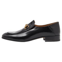 Vintage Gucci Black Leather Horsebit Loafers Size 43.5