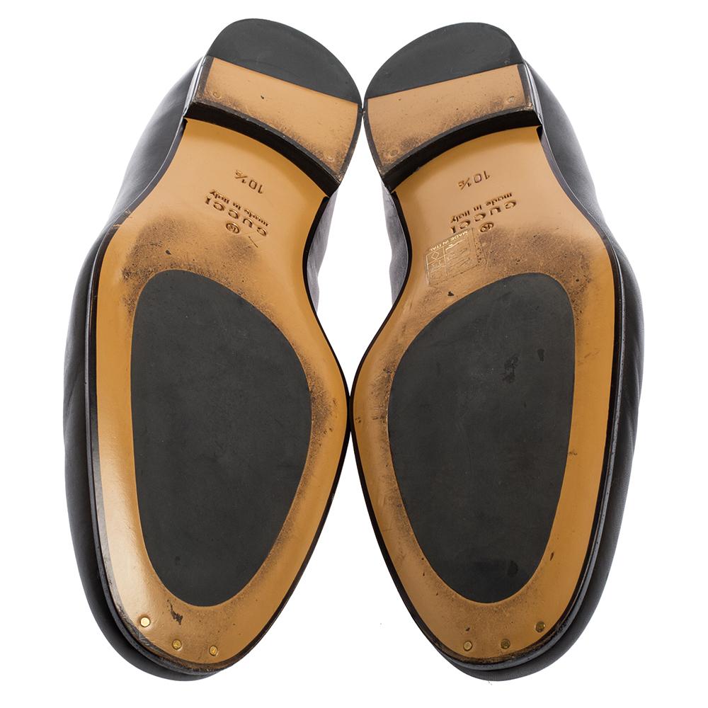 Men's Gucci Black Leather Horsebit Loafers Size 44.5