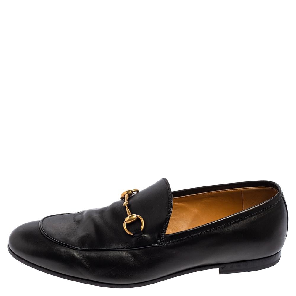 Gucci Black Leather Horsebit Loafers Size 44.5 1