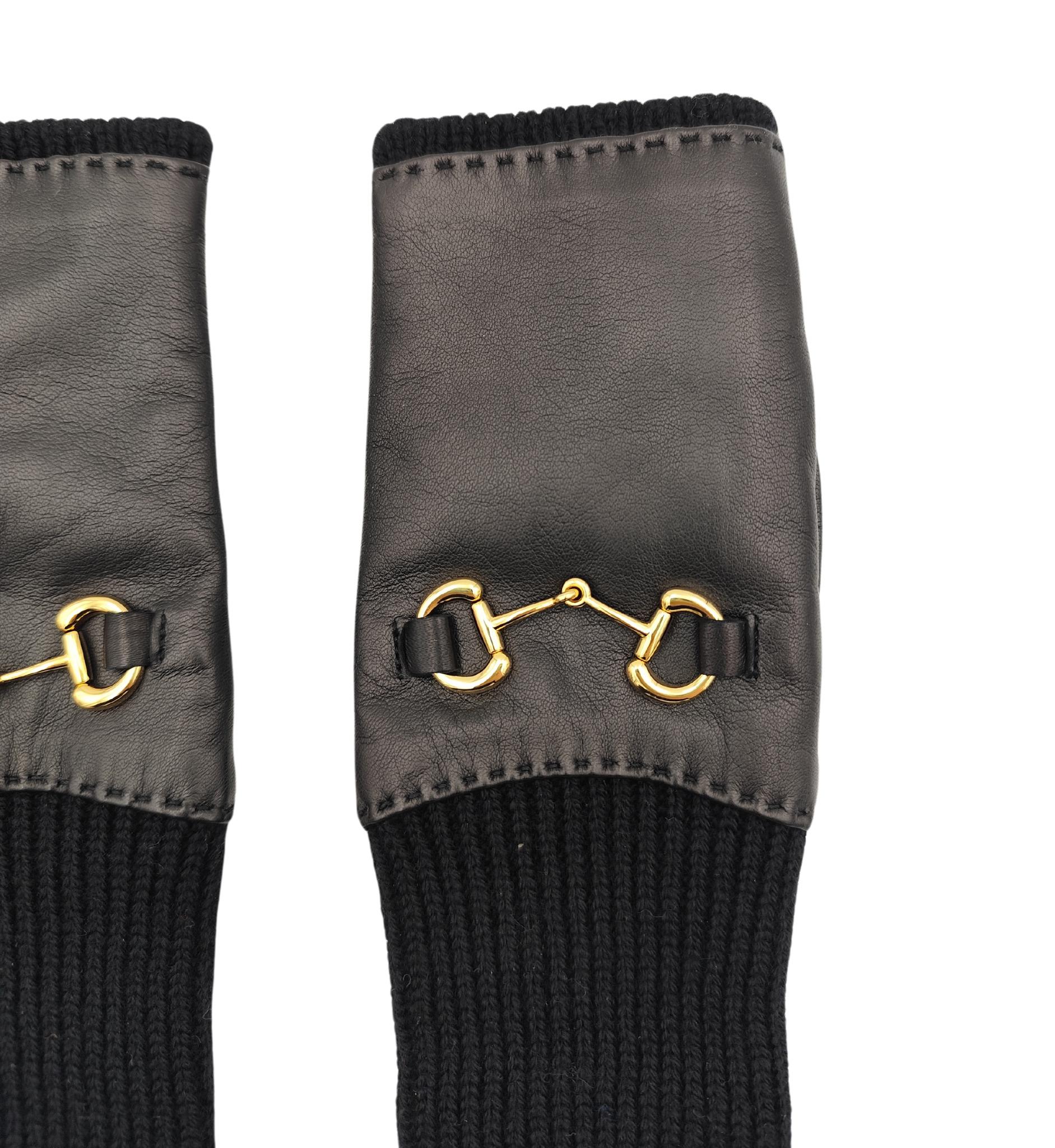 Gucci guanti lunghi senza dita in pelle nera con morsetto In condizioni ottime in vendita a Milano, IT