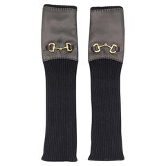 Gucci longs gants sans doigt en cuir noir
