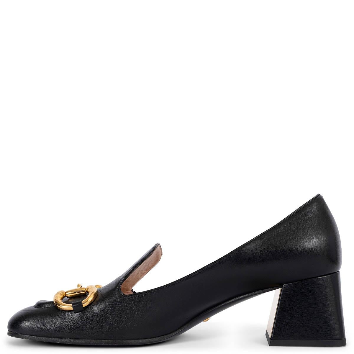 GUCCI black leather HORSEBIT MID HEEL Pumps Shoes 39 fit 40 In Excellent Condition For Sale In Zürich, CH