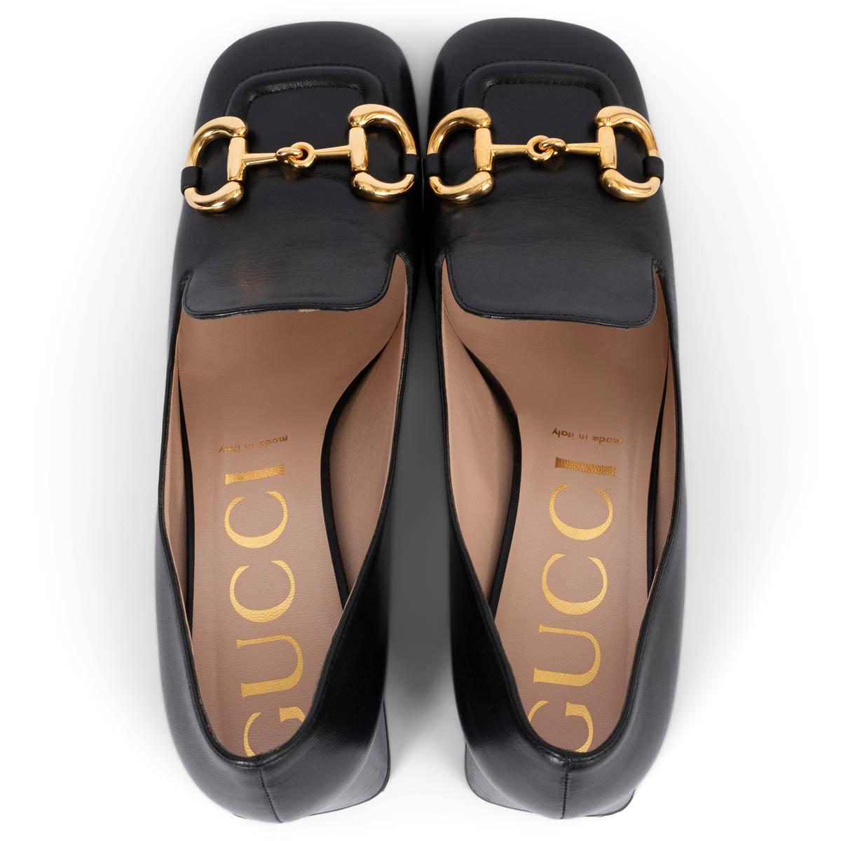 Gucci cuir noir HORSEBIT MID HEEL Chaussures 39 fit 40 en vente 1