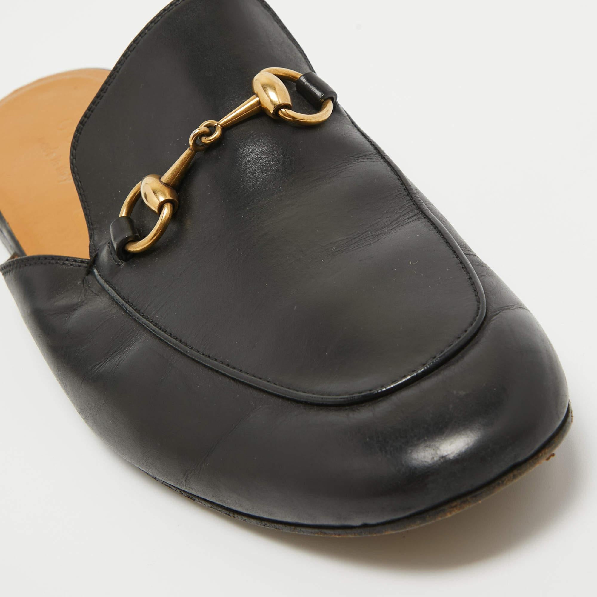 Gucci Black Leather Horsebit Mules Size 43 For Sale 3