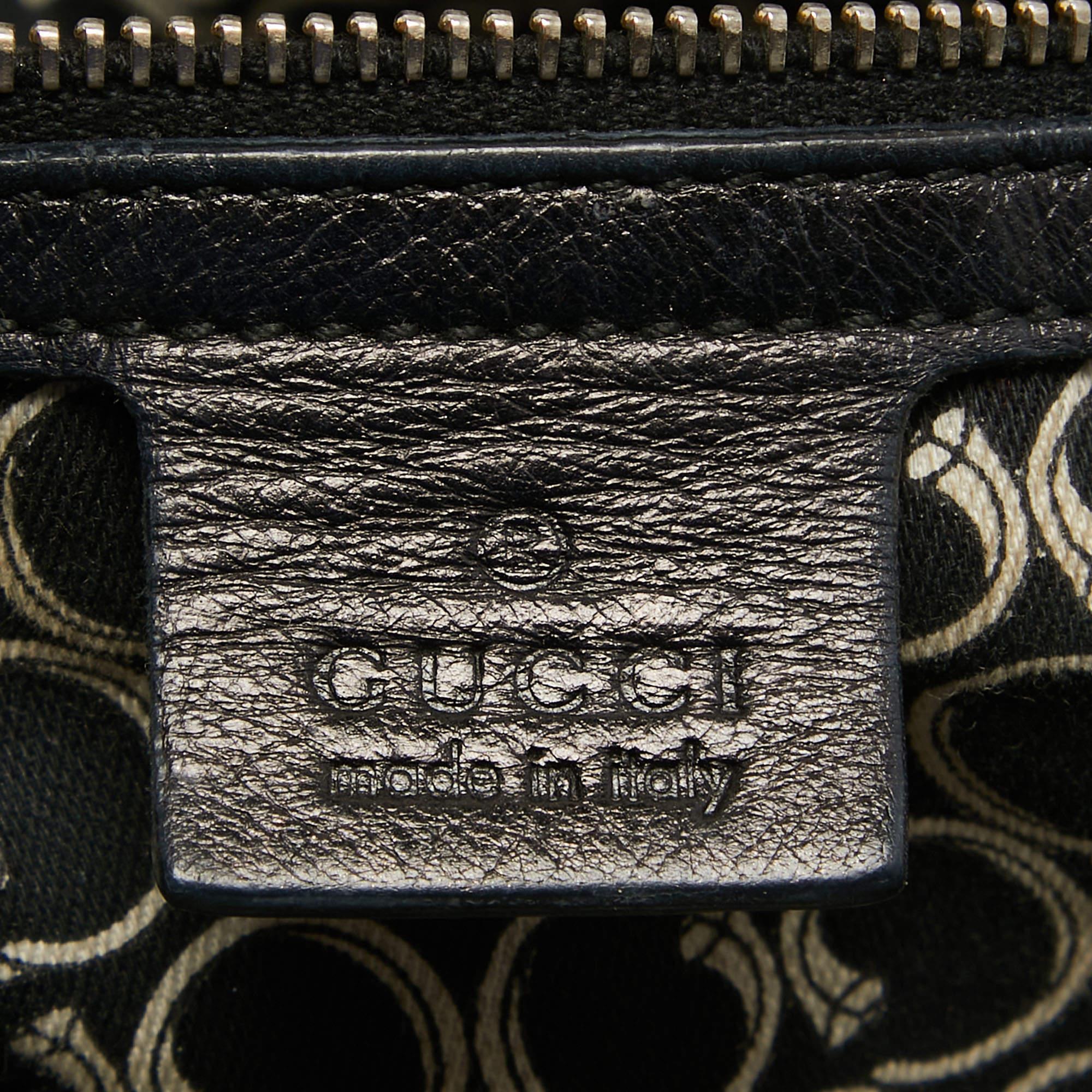 Gucci Black Leather Horsebit Nail Shoulder Bag For Sale 9