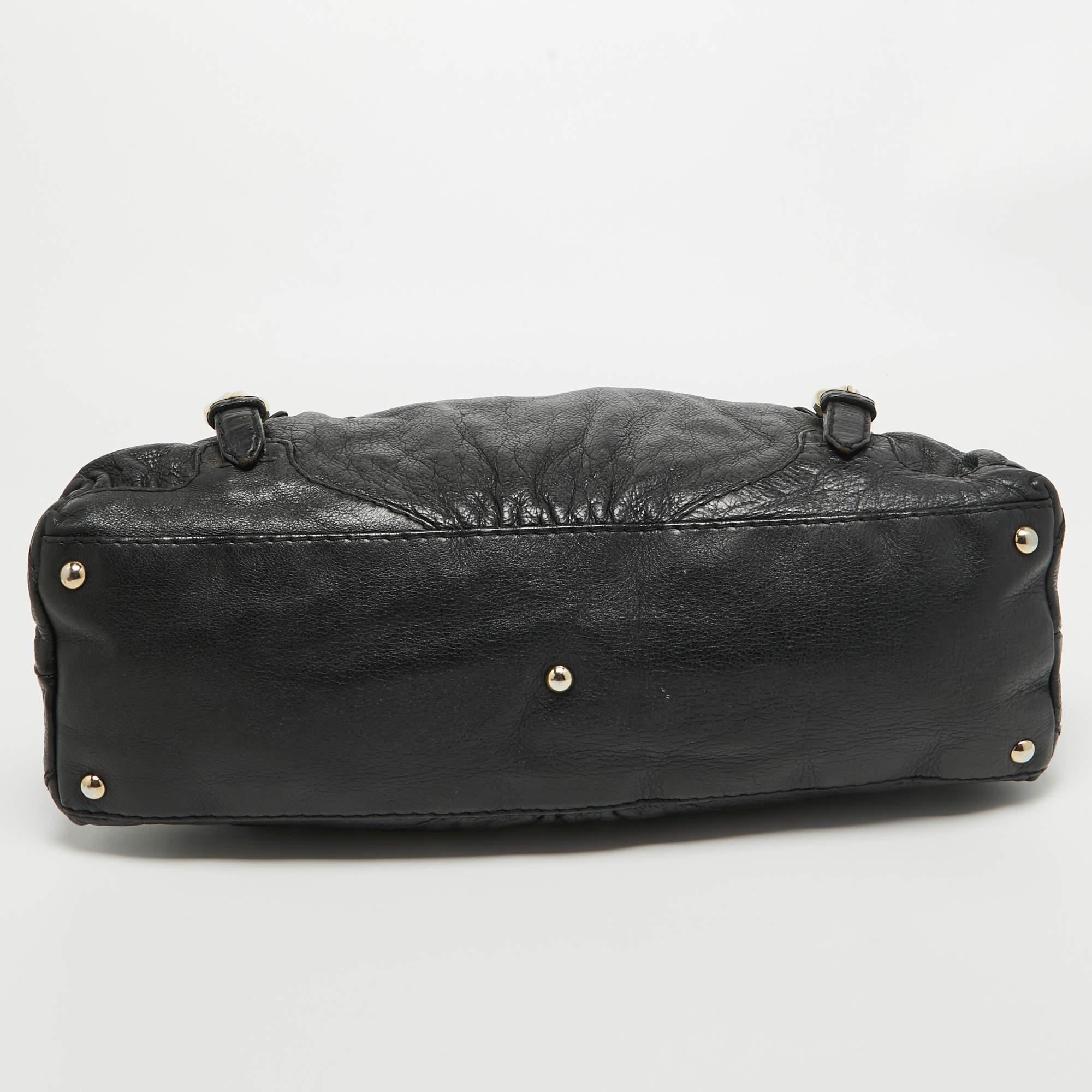 Gucci Black Leather Horsebit Nail Shoulder Bag For Sale 5