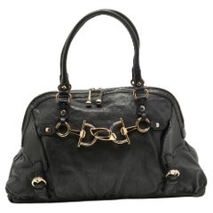 Gucci Black Leather Horsebit Nail Shoulder Bag