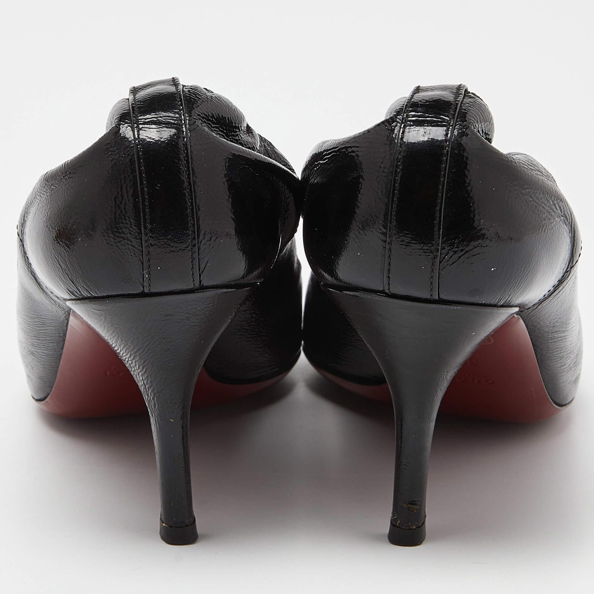 Gucci Negro Cuero Horsebit Peep Toe Bombas Tamaño 39.5 en venta 1