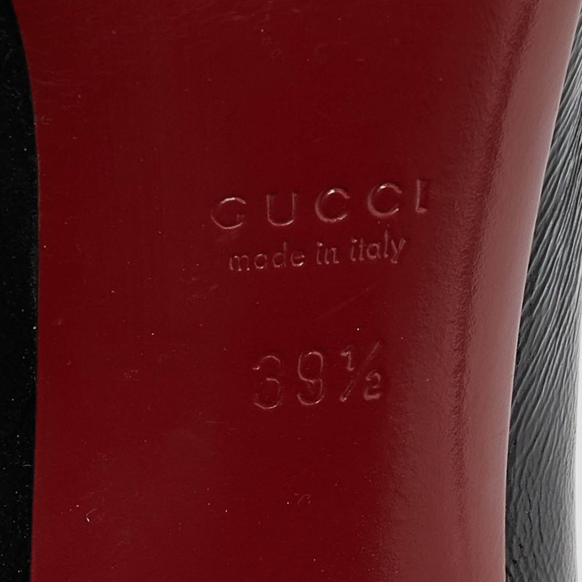 Gucci Negro Cuero Horsebit Peep Toe Bombas Tamaño 39.5 en venta 4
