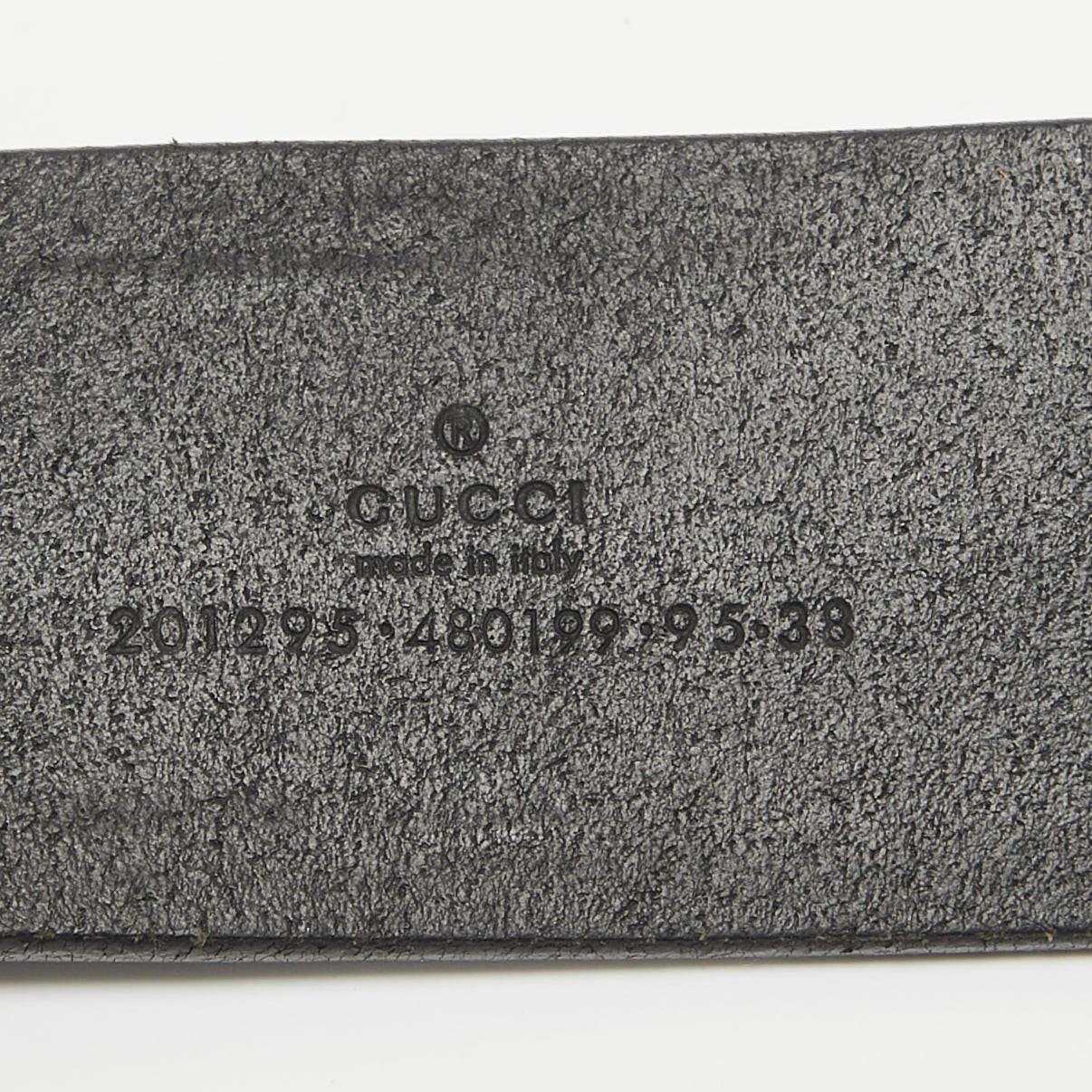 Gucci Black Leather Horsebit Round Buckle Belt 95CM 1