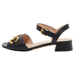 Gucci Black Leather Horsebit Sandals Size 36.5