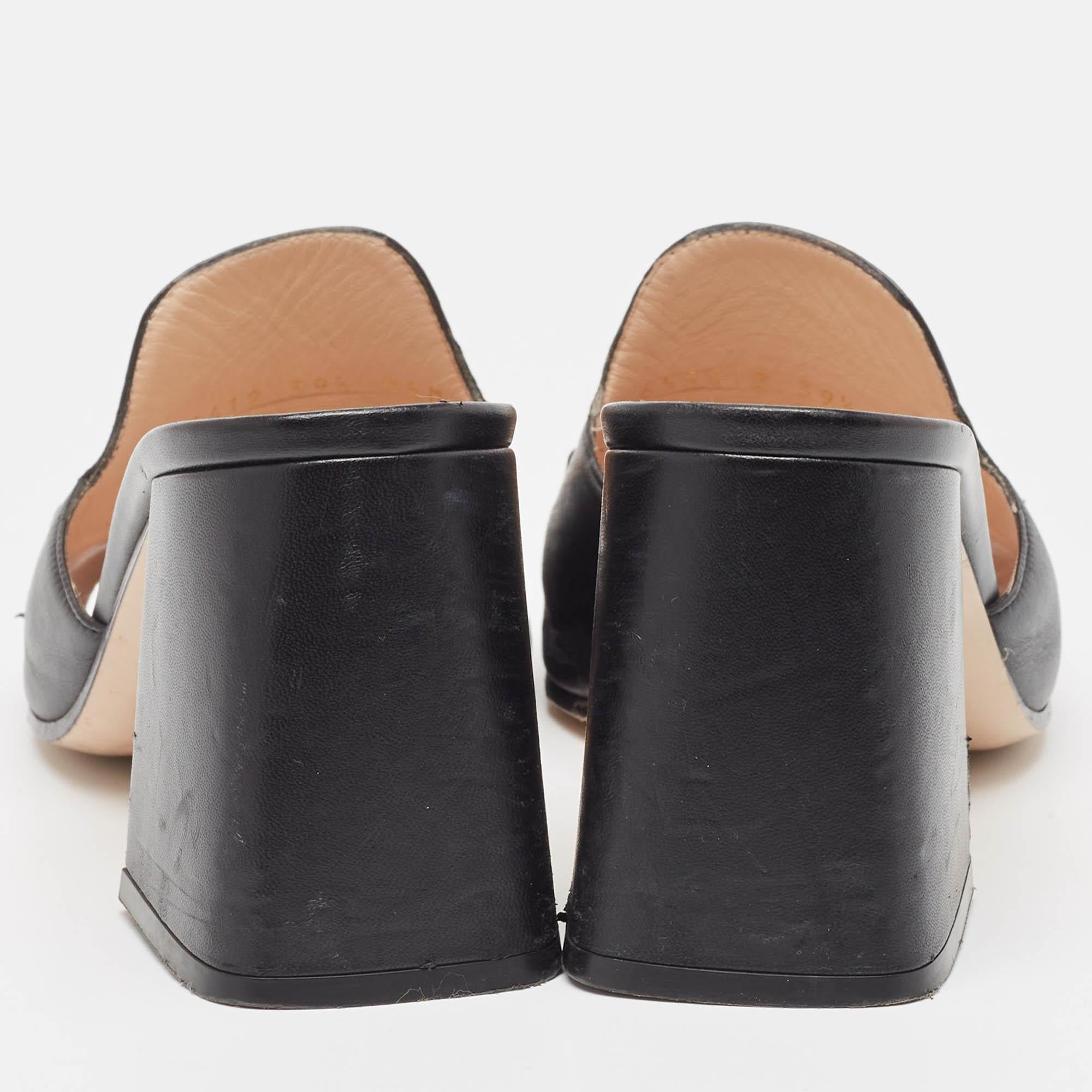 Gucci Black Leather Horsebit Sandals Size 39.5 1