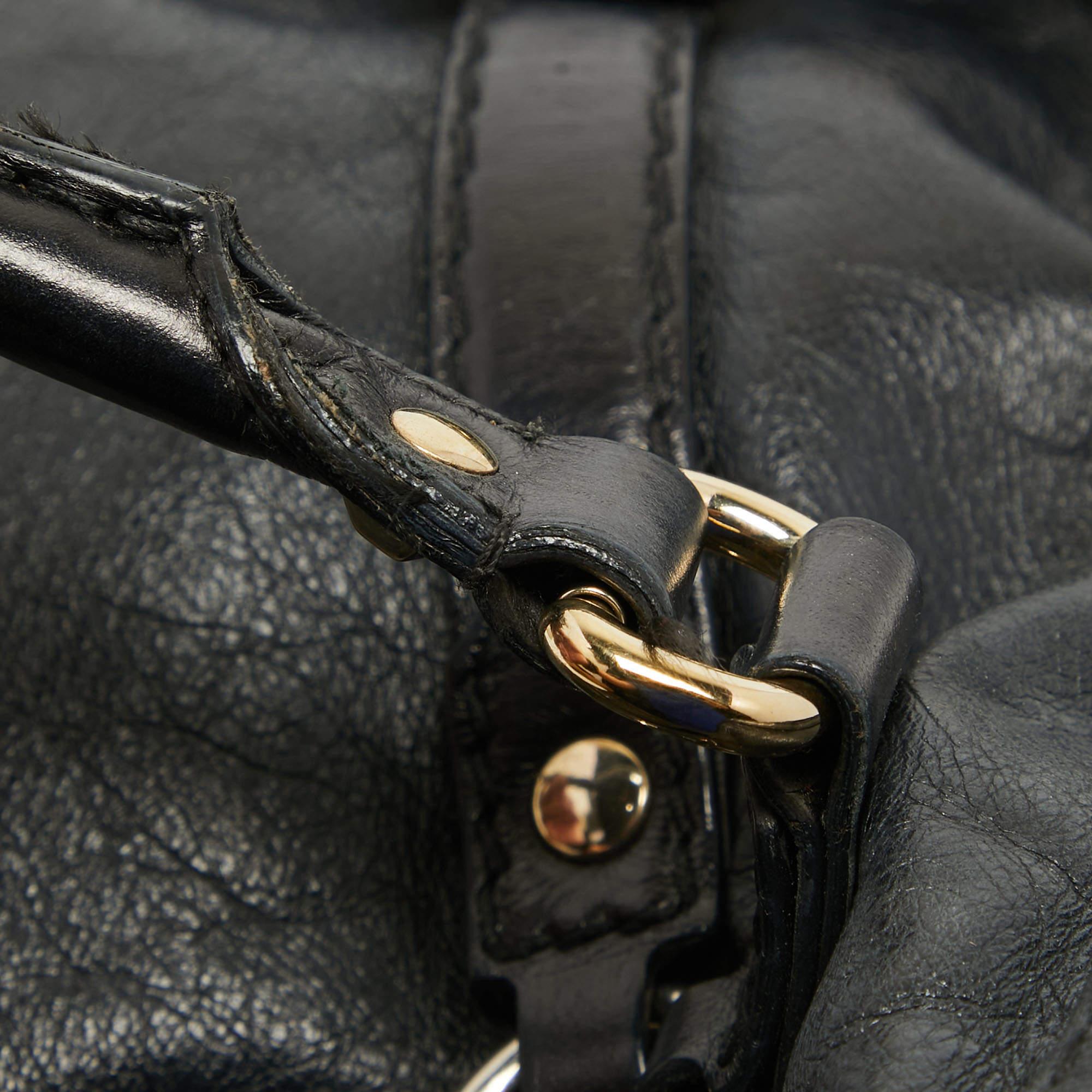 Gucci Black Leather Horsebit Shoulder Bag For Sale 10