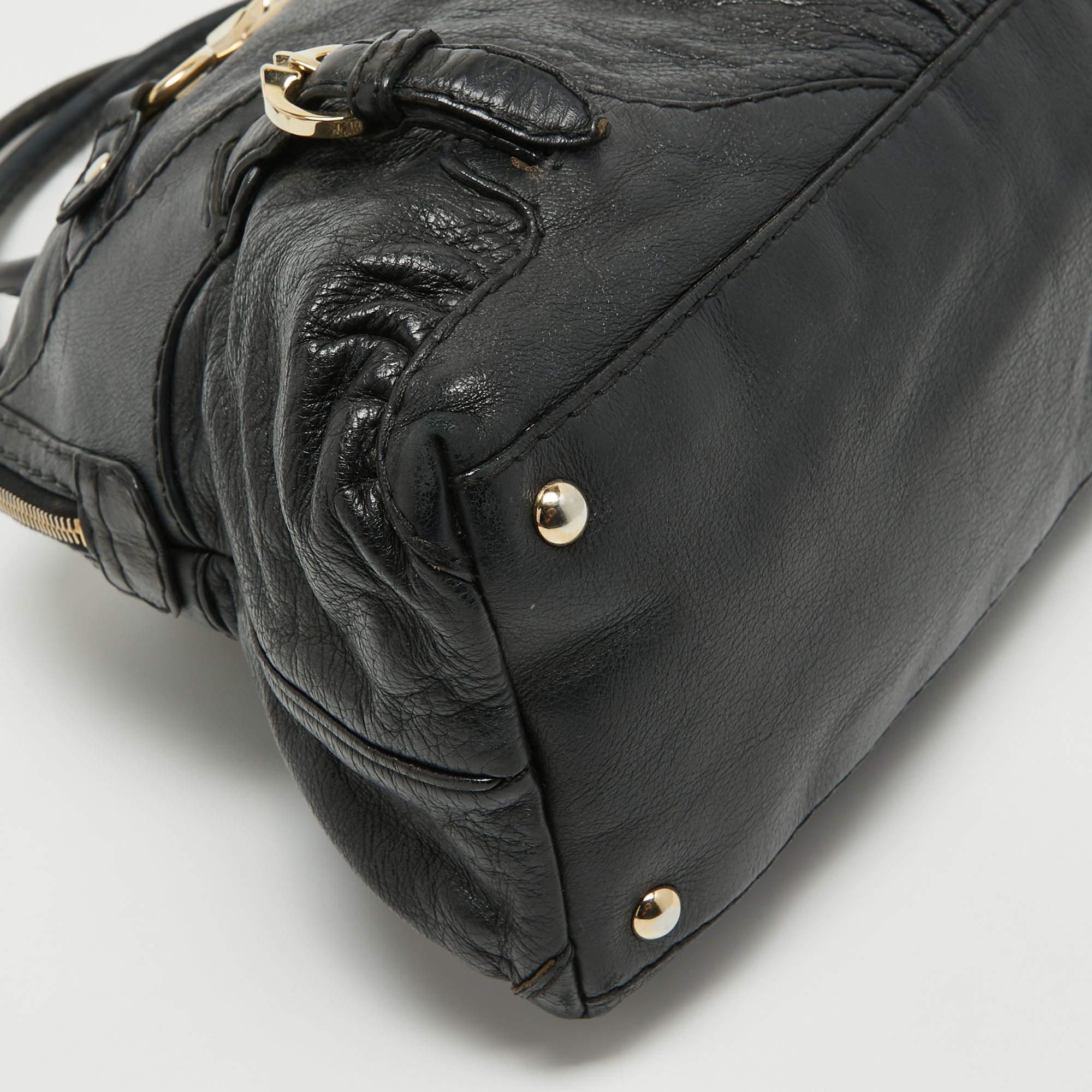 Gucci Black Leather Horsebit Shoulder Bag For Sale 12