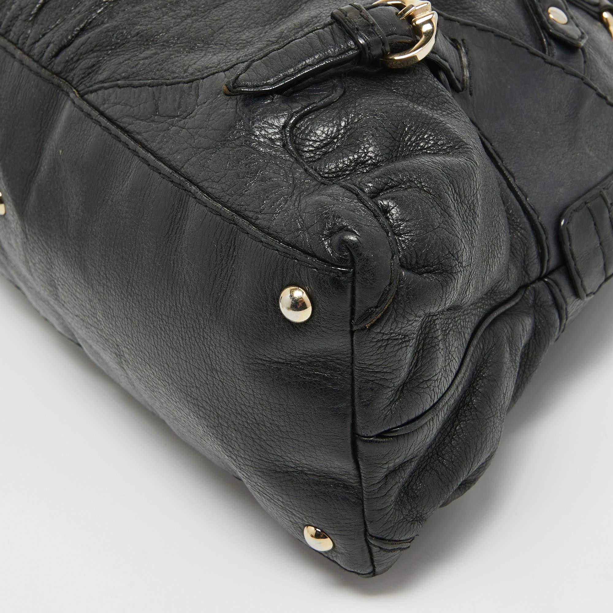 Gucci Black Leather Horsebit Shoulder Bag For Sale 13