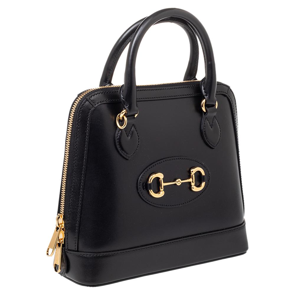 Women's Gucci Black Leather Horsebit Shoulder Bag