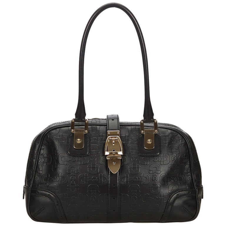 Gucci Black Leather Horsebit Shoulder Bag For Sale at 1stdibs