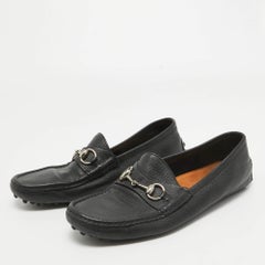 Gucci Horsebit Slip On Loafers aus schwarzem Leder, Größe 40.5