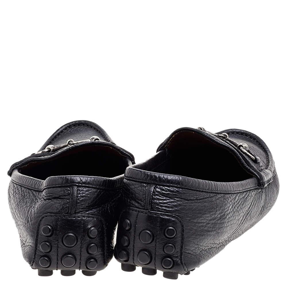 Men's Gucci Black Leather Horsebit Slip On Loafers Size 41 For Sale
