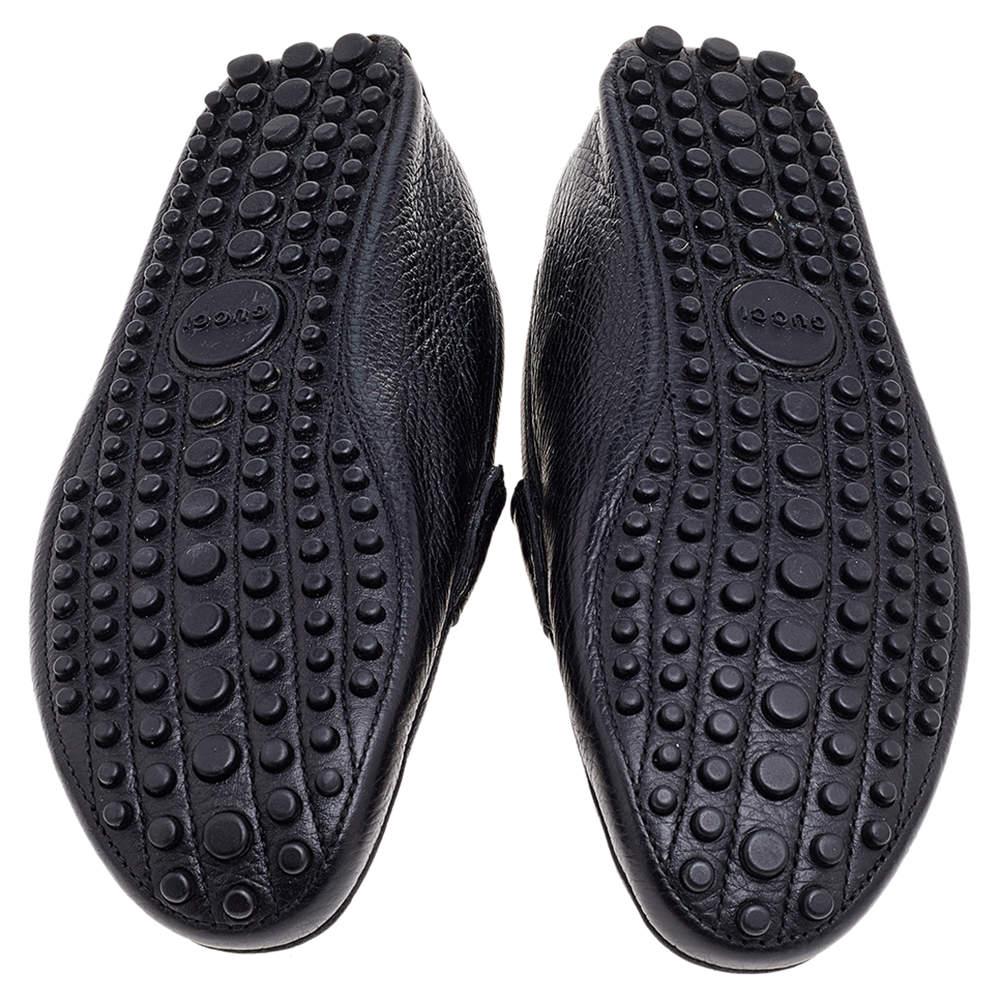 Gucci Black Leather Horsebit Slip On Loafers Size 41 For Sale 1