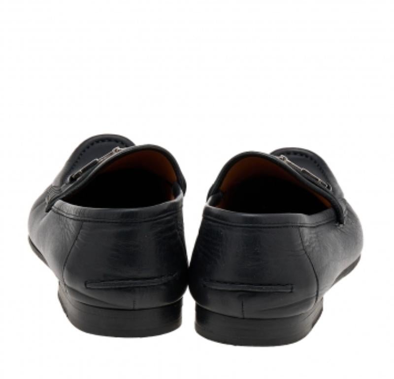 Gucci Black Leather Horsebit Slip On Loafers Size 42.5 For Sale 1