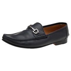 Used Gucci Black Leather Horsebit Slip On Loafers Size 42.5
