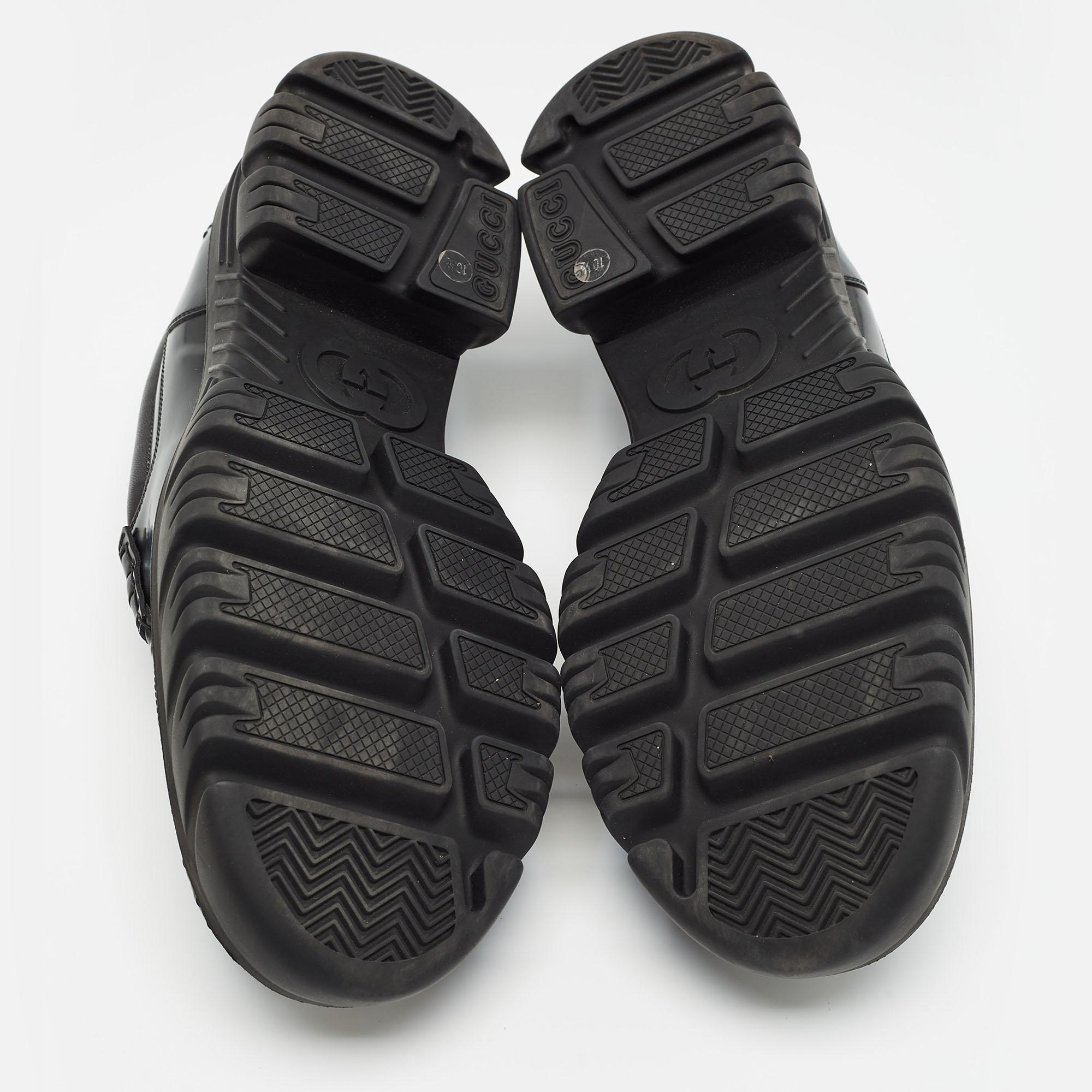 Men's Gucci Black Leather Horsebit Slip On Loafers Size 44.5 For Sale