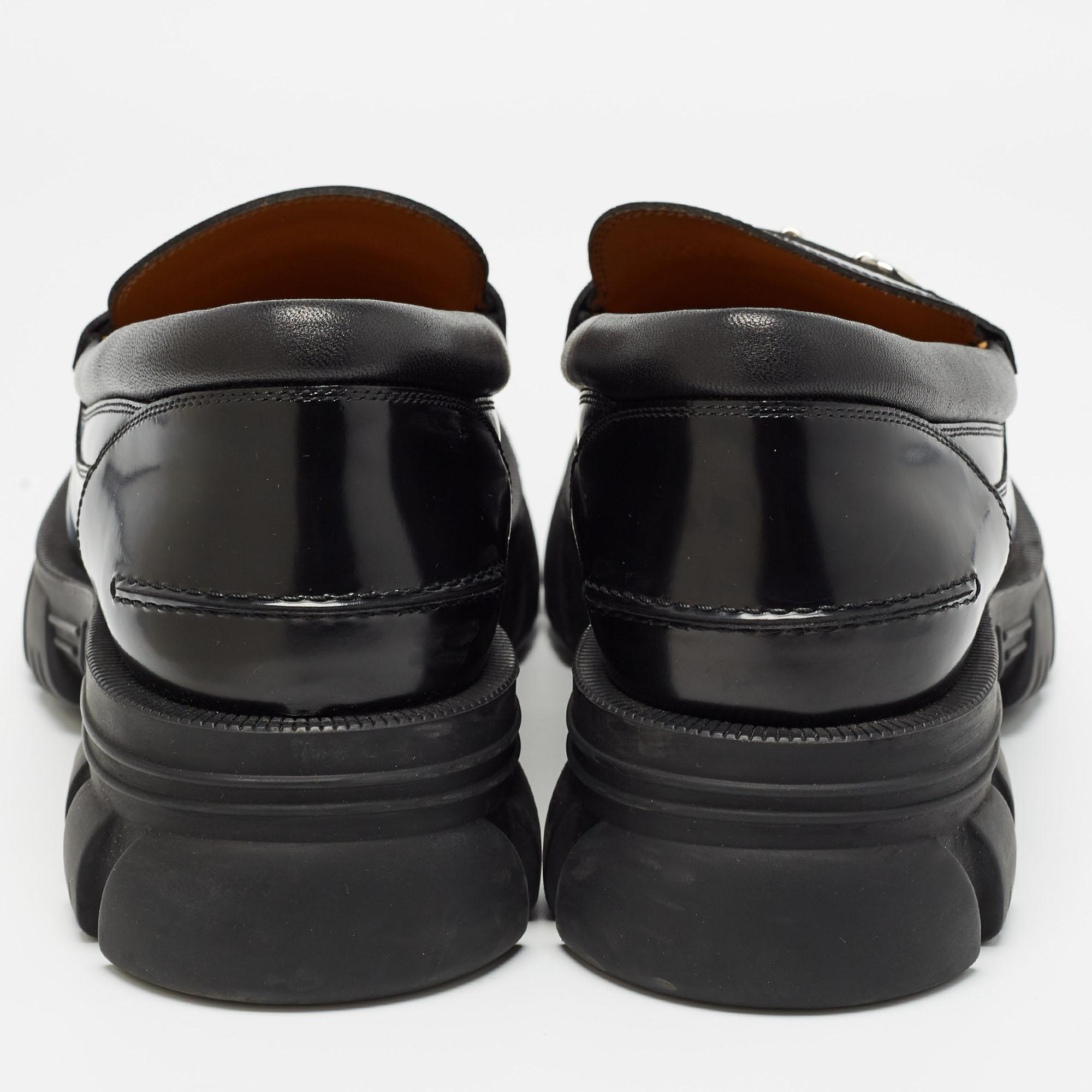 Gucci Horsebit Slip On Loafers aus schwarzem Leder, Größe 44.5 im Angebot 1
