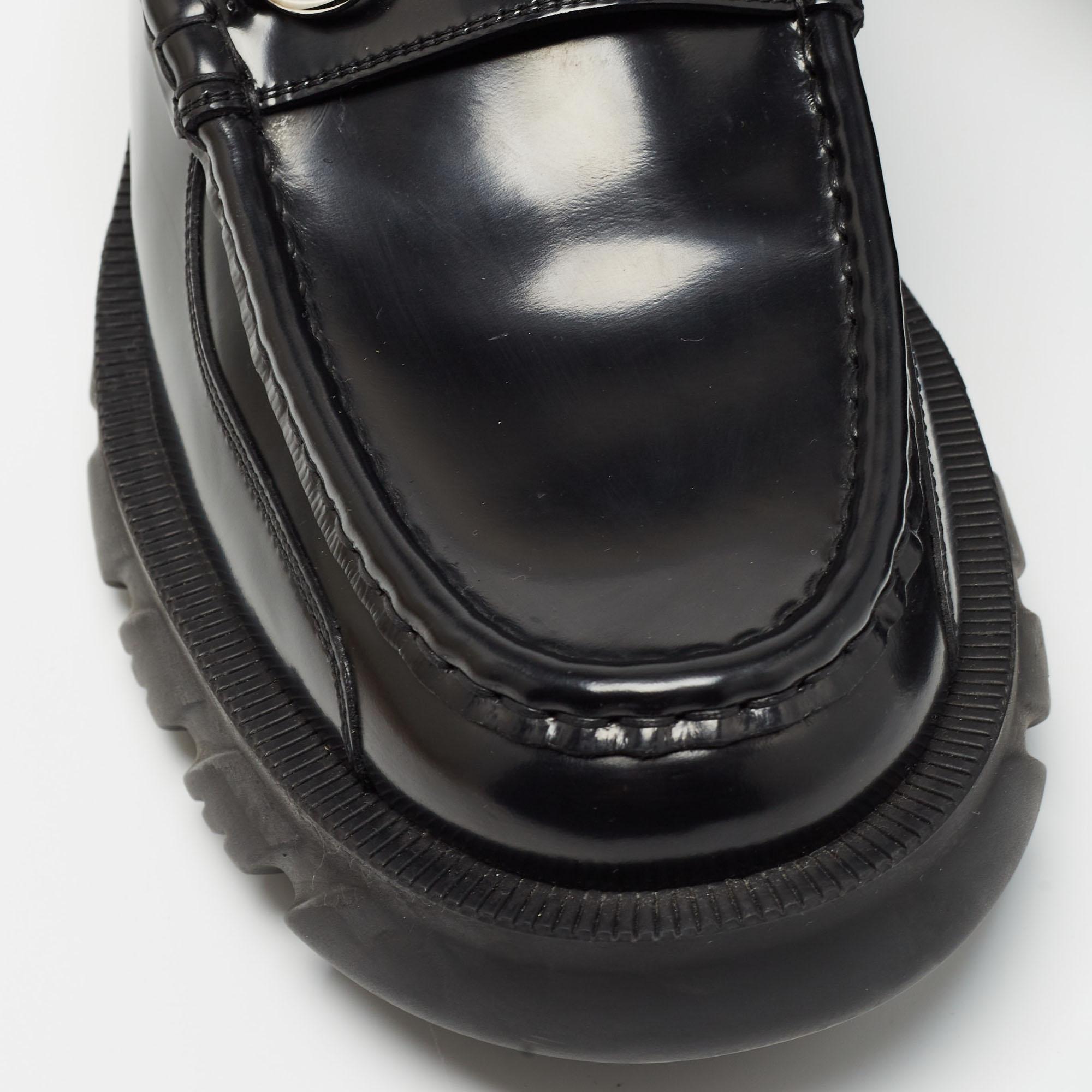 Gucci Horsebit Slip On Loafers aus schwarzem Leder, Größe 44.5 im Angebot 2