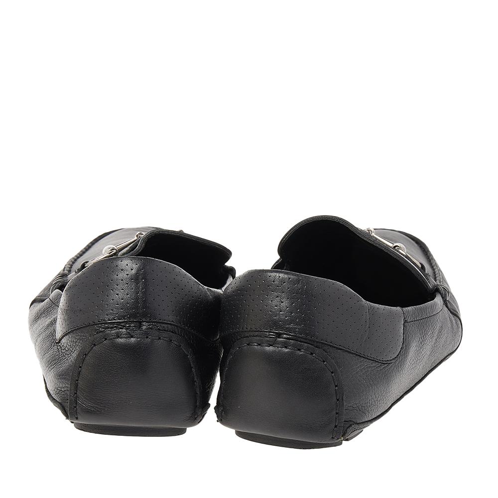 Mocasines Gucci Black Leather Horsebit Slip On Talla 46.5 Negro