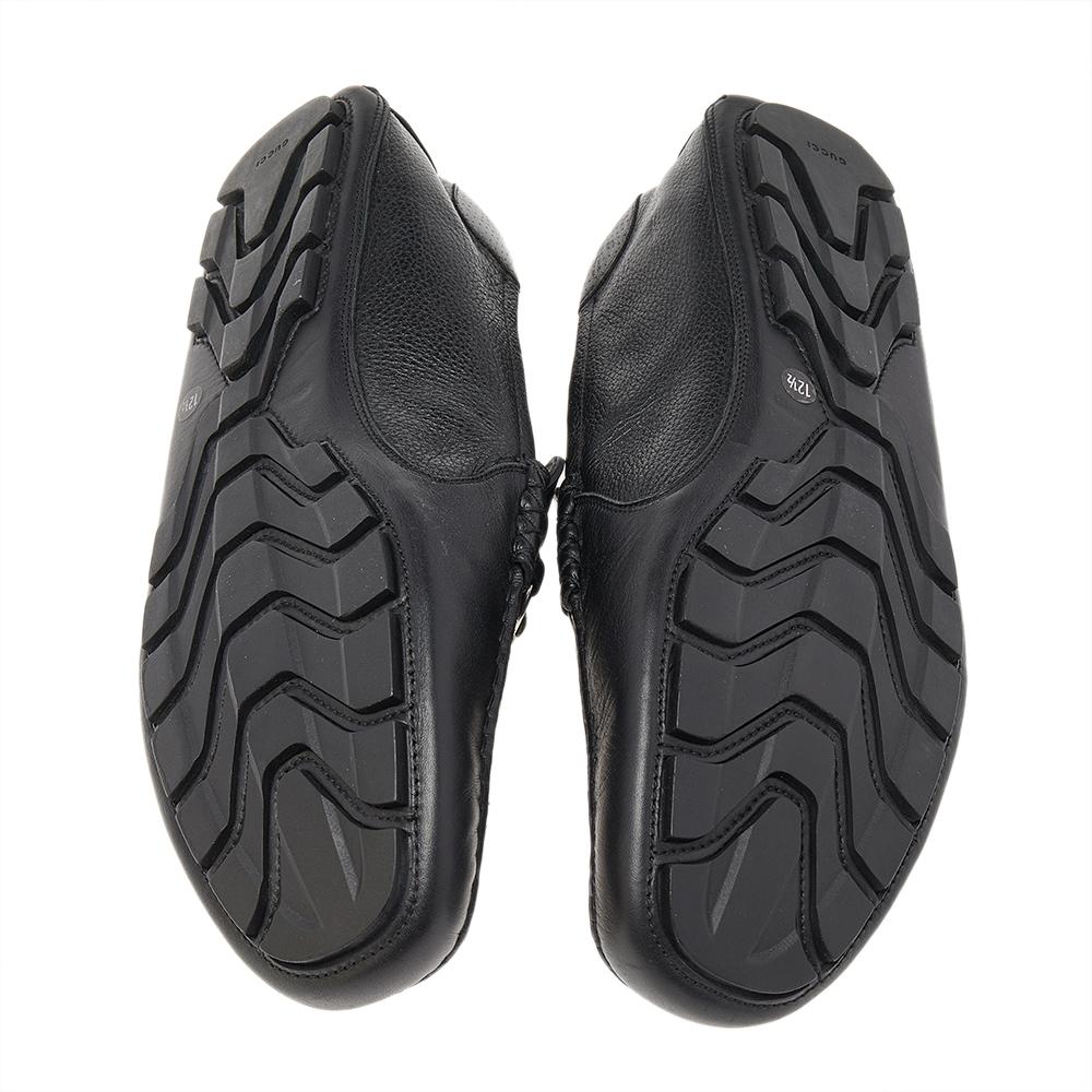 Mocasines Gucci Black Leather Horsebit Slip On Talla 46.5 2