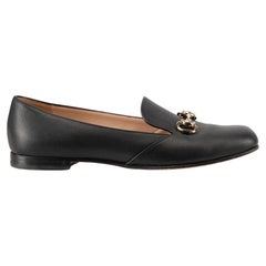 Gucci Black Leather Horsebit Square Toe Loafers Size IT 39.5