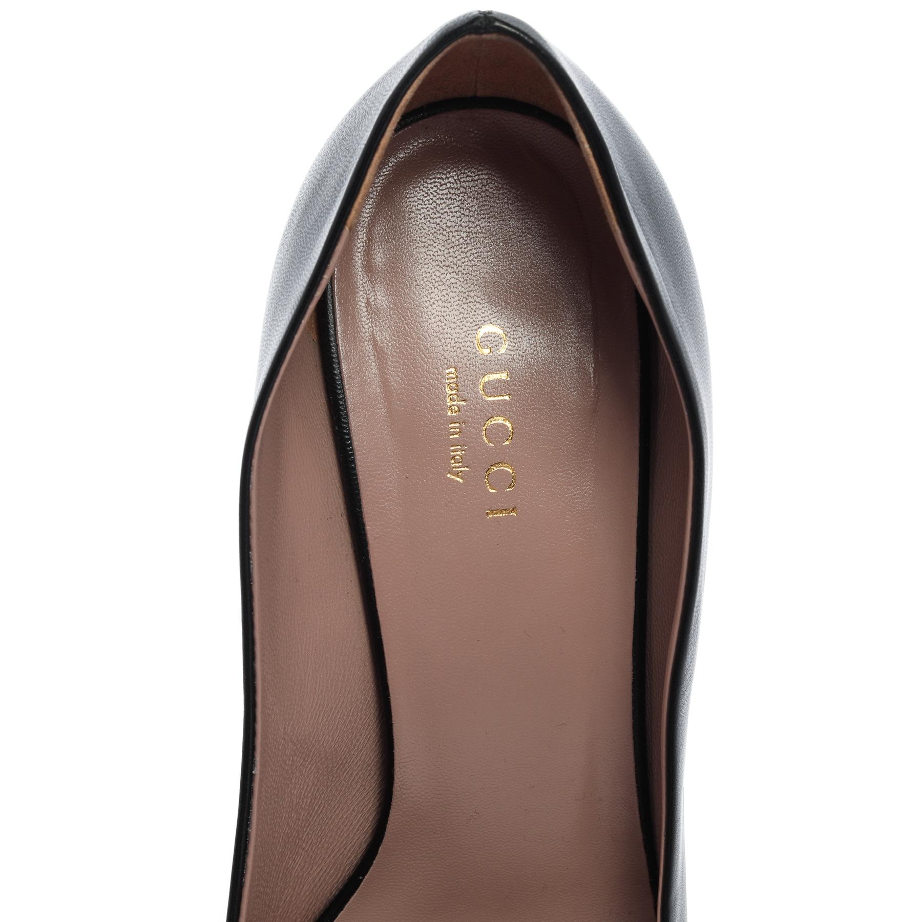 Gucci Black Leather Horsebit Square Toe Pumps Size 37.5 2