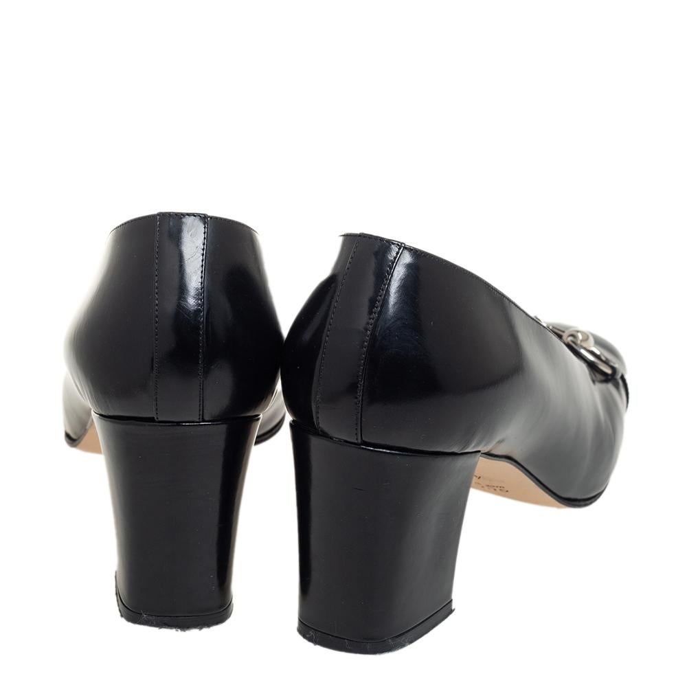 Gucci Black Leather Horsebit Square Toe Pumps Size 40 4