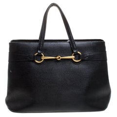 Gucci Black Leather Horsebit Tote