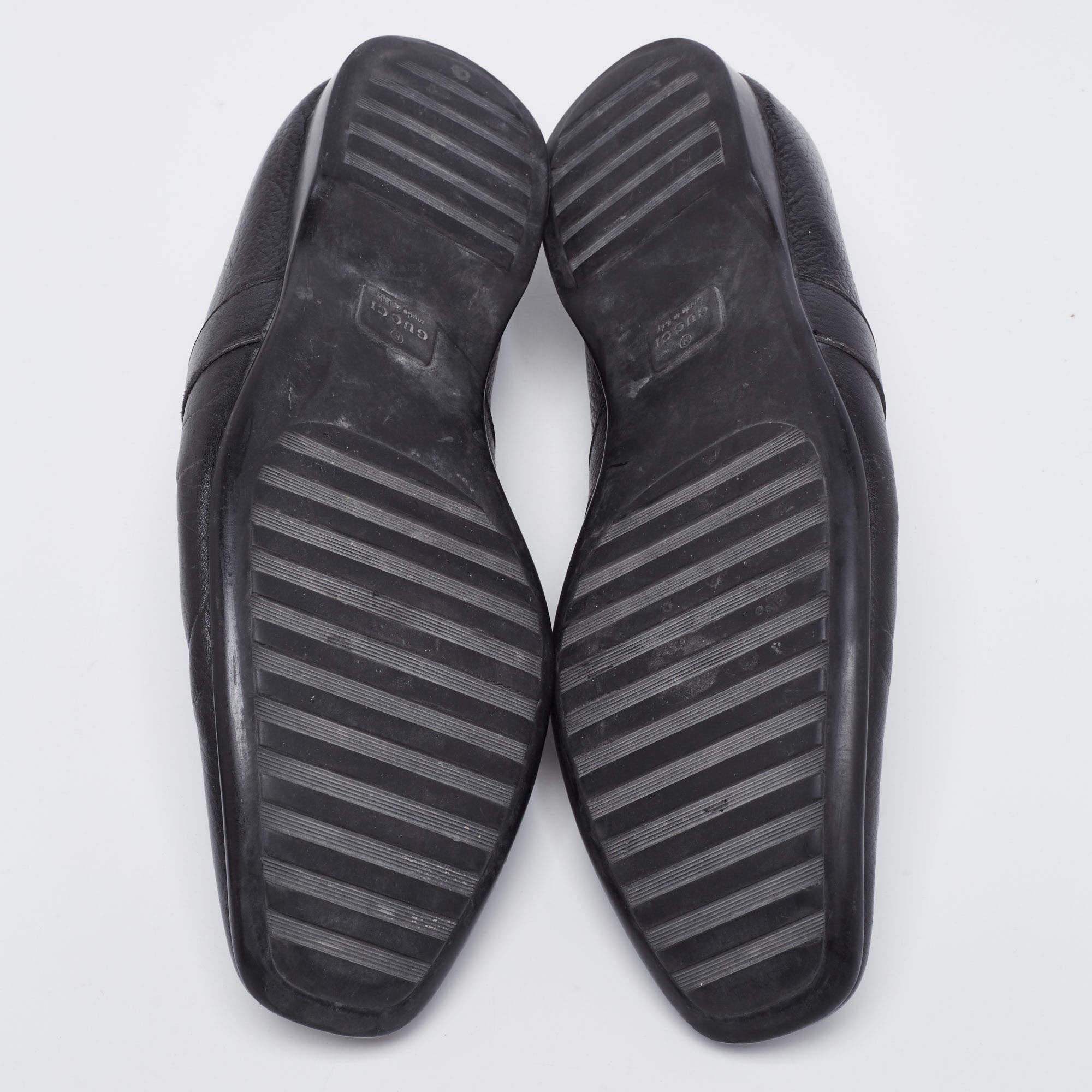 Gucci Black Leather Horsebit Web Detail Slip On Loafers Size 44.5 2