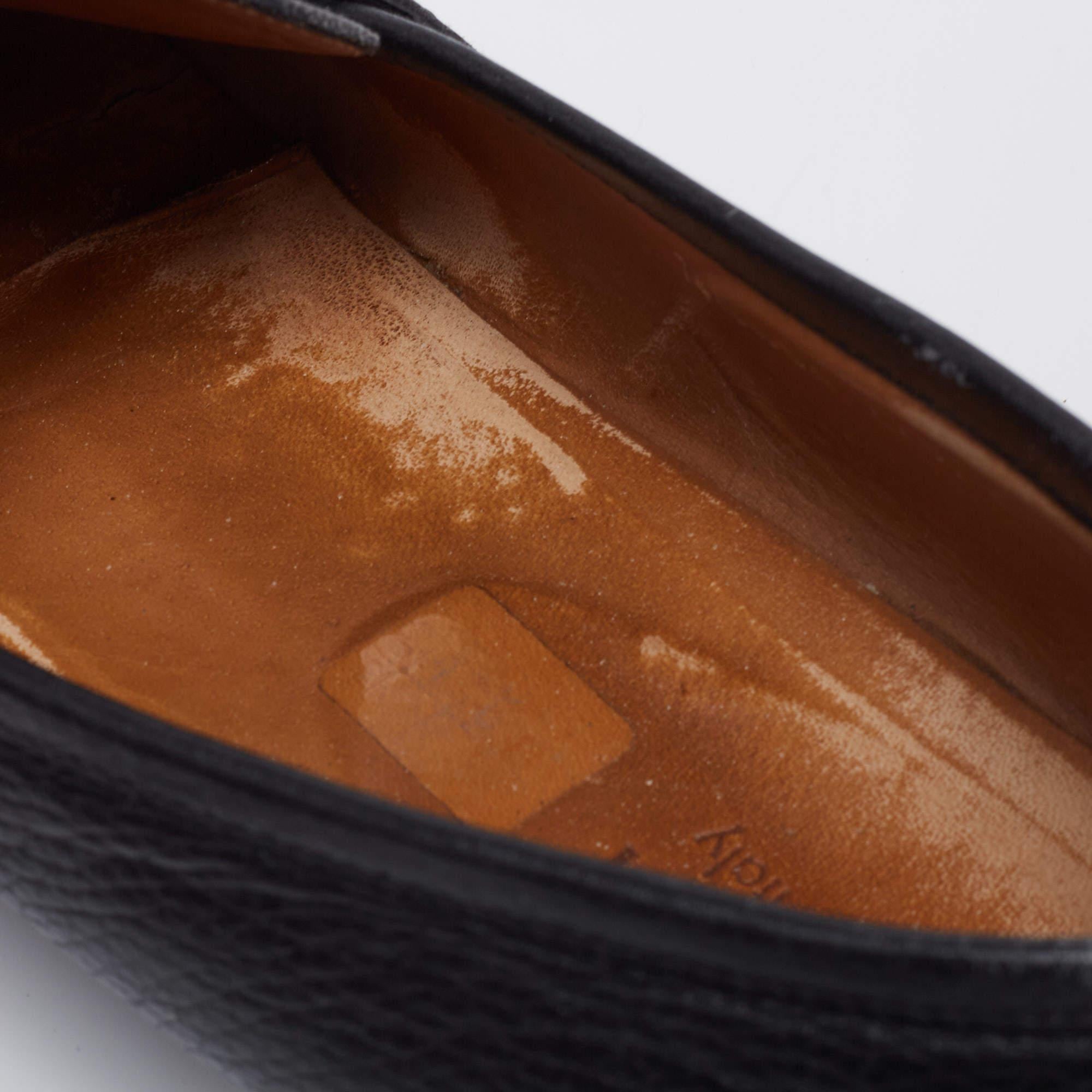 Gucci Black Leather Horsebit Web Detail Slip On Loafers Size 44.5 5