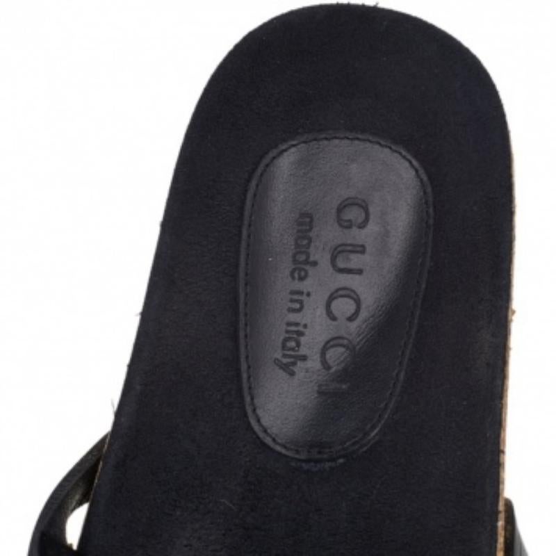 Gucci Sandalias planas de piel negra Hysteria talla 42 en venta 2