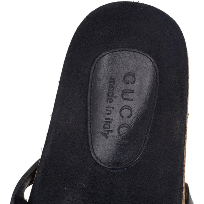 Gucci Black Leather Hysteria Flat Sandals Size 42 For Sale 3