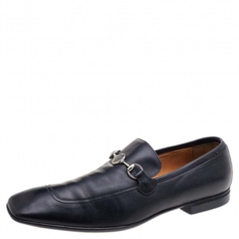 De los hombres Mocasines Gucci Black Leather Hysteria Horsebit Slip On Talla 43.5 en venta
