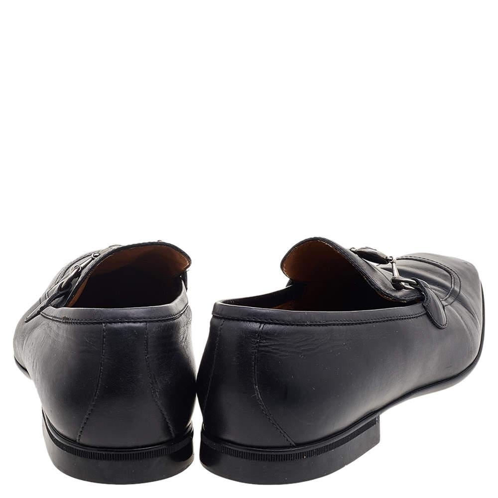 Gucci Black Leather Hysteria Horsebit Slip On Loafers Size 43.5 For Sale 1