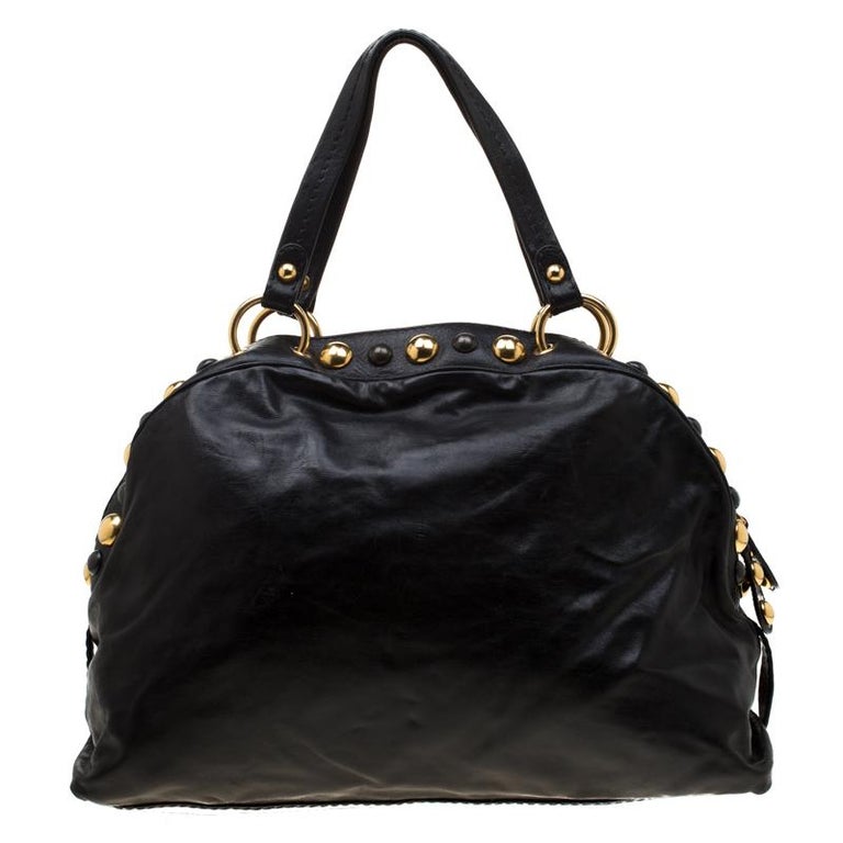 Gucci Black Leather Hysteria Studded Dome Satchel For Sale at 1stdibs