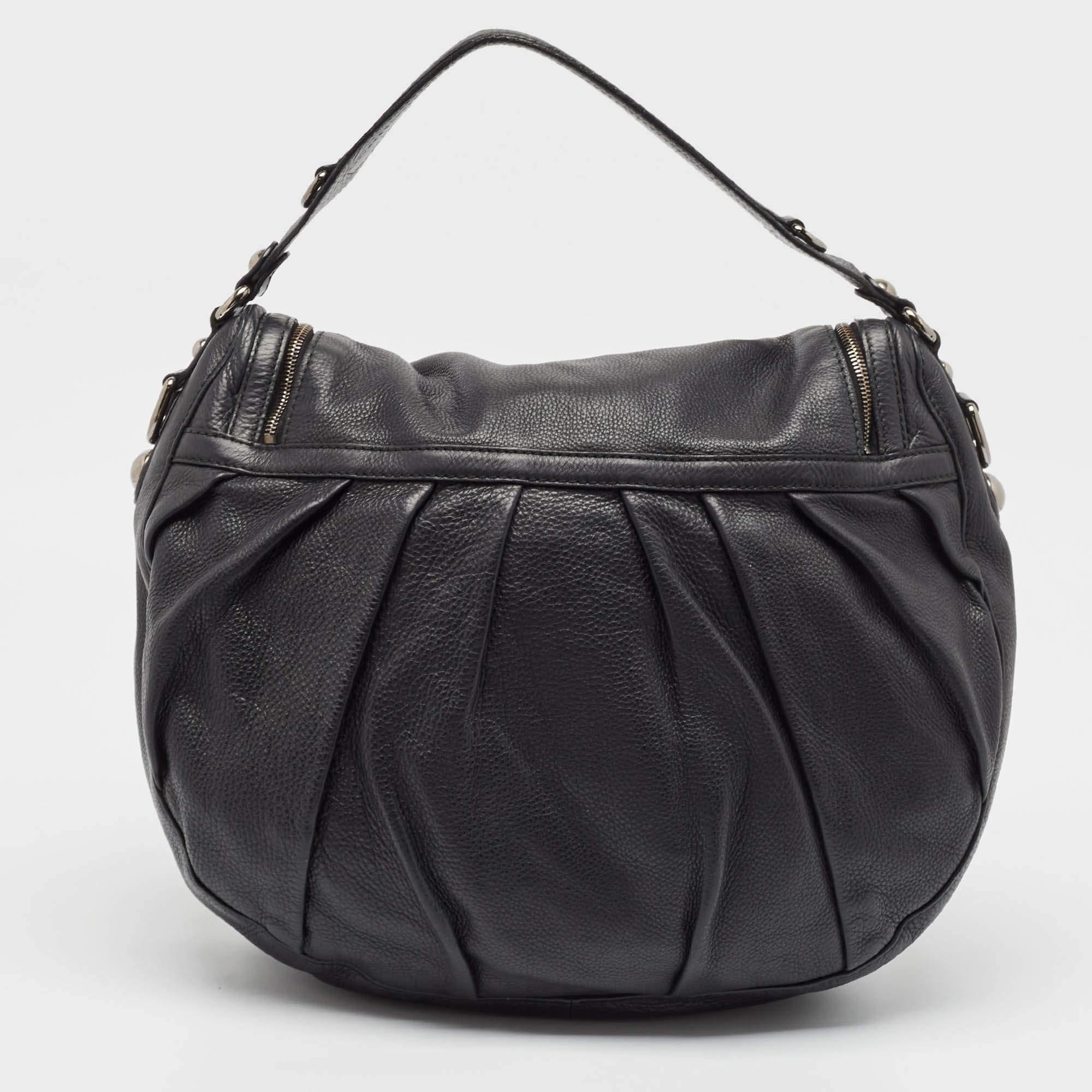 Women's Gucci Black Leather Icon Bit Hobo