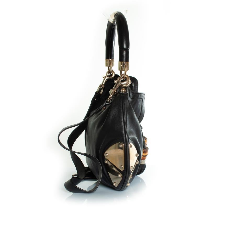 Gucci, Black leather indy bag In Good Condition In AMSTERDAM, NL